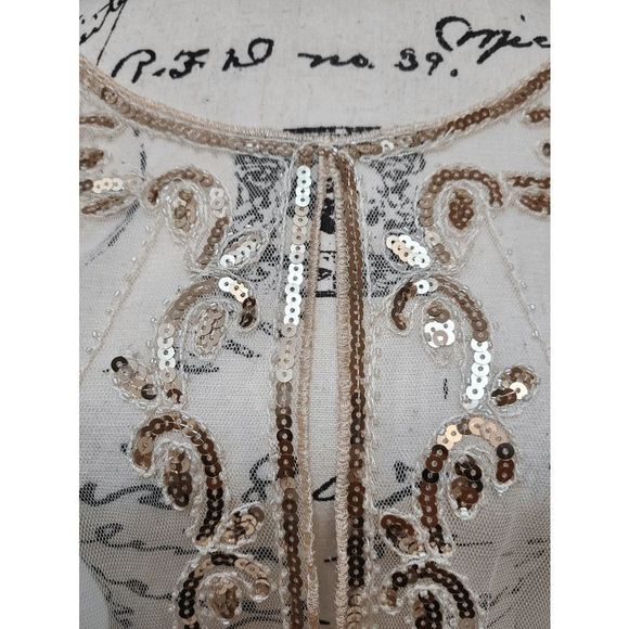 ✨ Sequin Mesh Evening Party Retro Flapper 1920s Shawl Wrap Cover Up Cape NEW - Picture 9 of 12